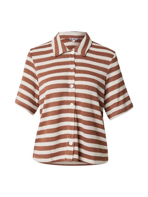 OBJECT Bluse 'OBJLindsey'  creme / kastaniebrun