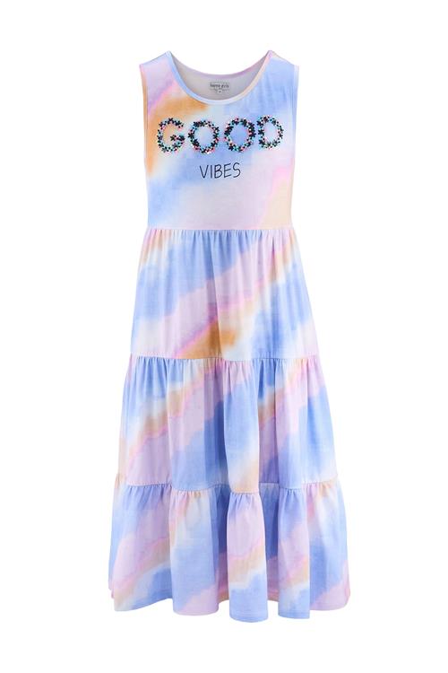 happy girls Kjole  lyseblå / lilla / mørkeorange / sort