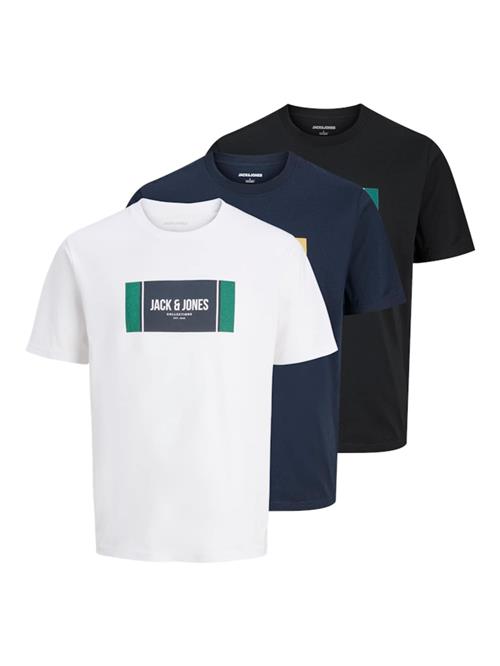 JACK & JONES Bluser & t-shirts 'JJHAYATO'  mørkeblå / sort / hvid
