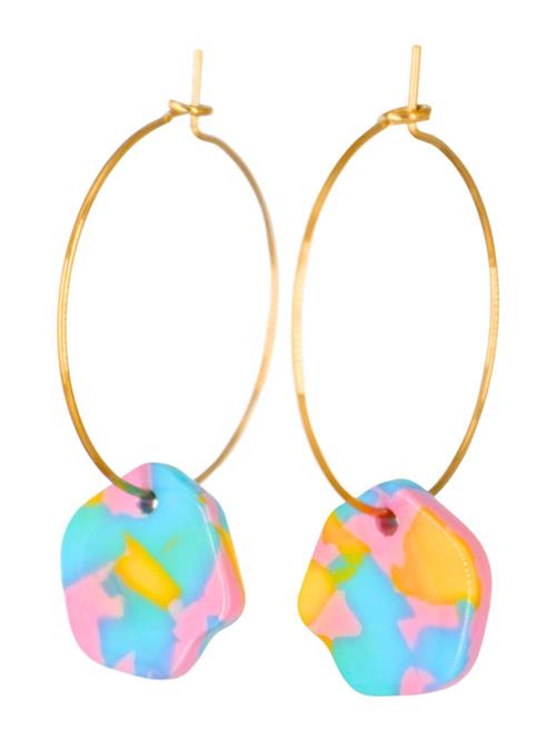 Fräulein Wunder Øreringe 'Alice'  azur / guld / orange / lyserød