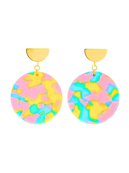 Fräulein Wunder Øreringe 'Amal'  aqua / gul / guld / lyserød