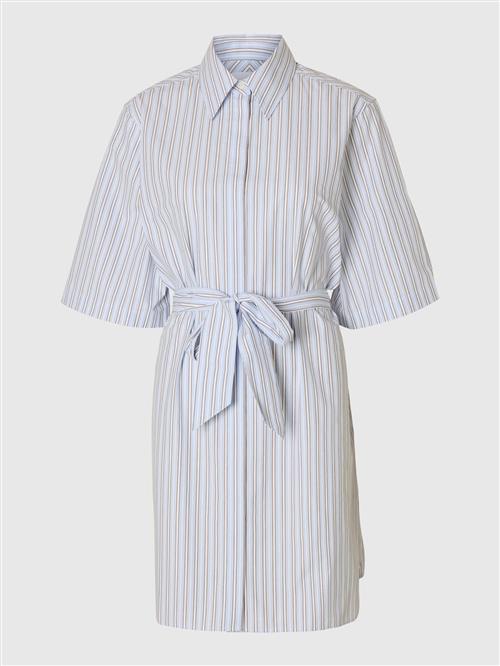 SELECTED Blusekjole  lyseblå / mørkegrå / hvid