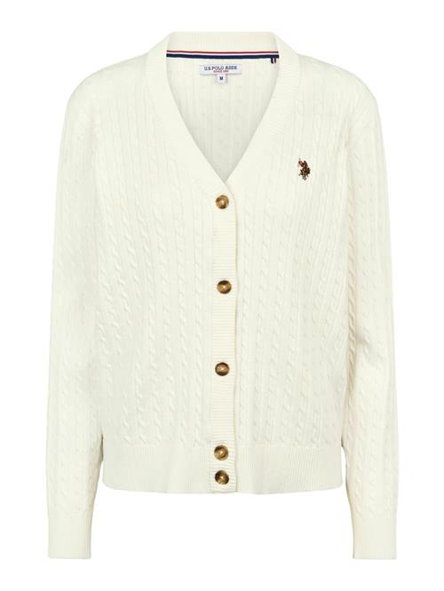 U.S. POLO ASSN. Cardigan 'UWGill'  umbra / blodrød / hvid