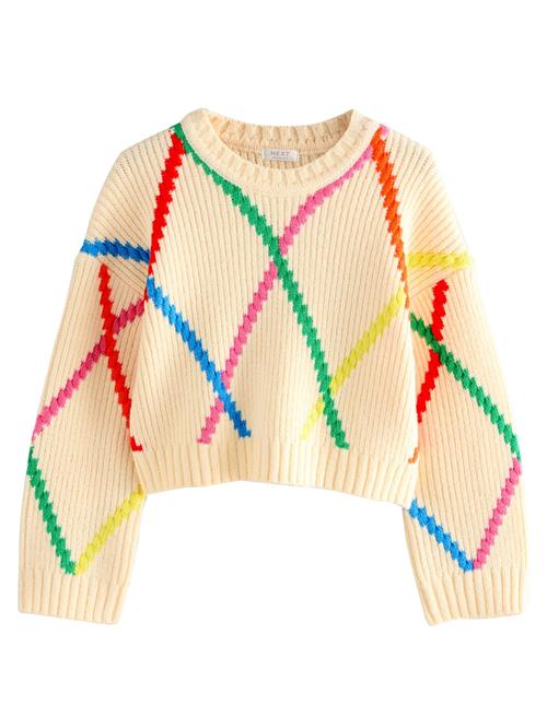 Next Pullover  ecru / grøn / pink / rød