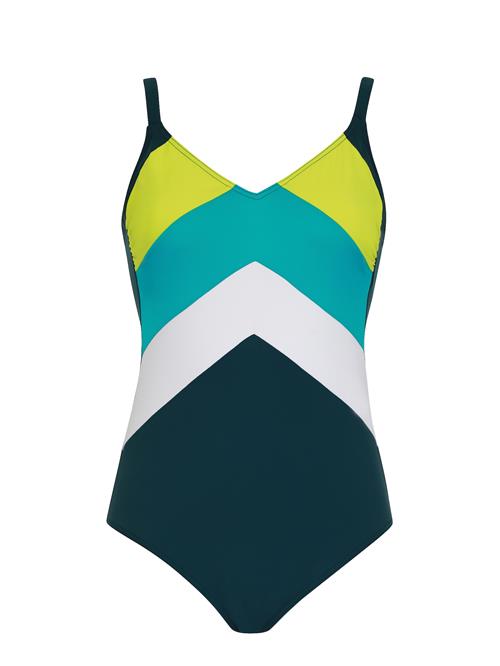 SUNFLAIR Badedragt  turkis / gran / græsgrøn / hvid