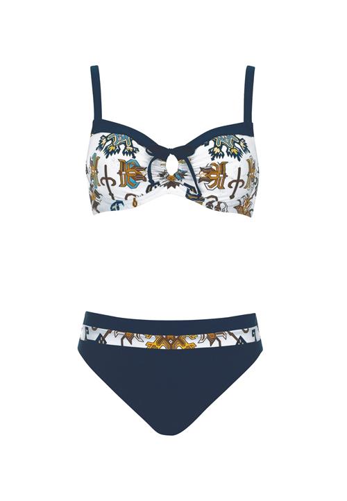 SUNFLAIR Bikini  navy / cognac / mørkebrun / hvid