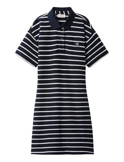 Calvin Klein Jeans | Ss Striped Pique Polo Mini Dress | L