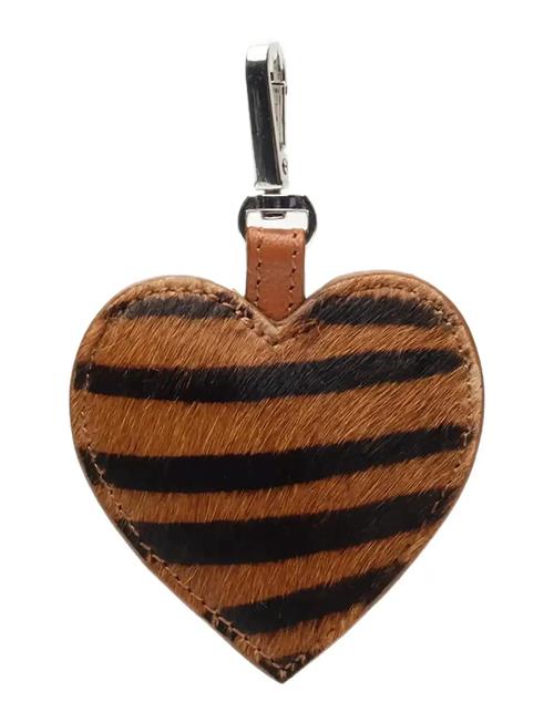 Nunoo | Bagcharm Heart Stripes Deluxe Dark Brown | ONE SIZE