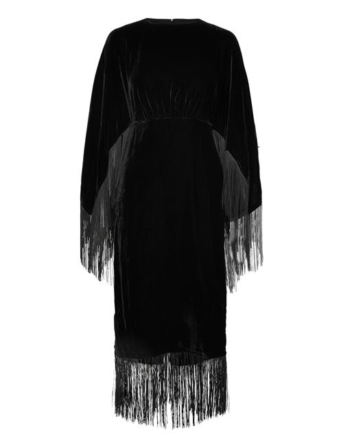 Malina | Tara Fringe Velvet Midi Dress | 36