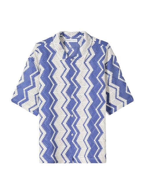 Bershka Skjorte  safir / hvid