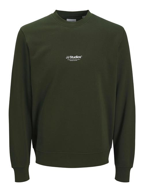 JACK & JONES Sweatshirt 'JJESOHO'  mørkegrøn / hvid