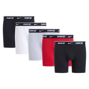 Nike 5P Essentials Cotton Stretch Boxers Sort/Grå/Rød bomuld Medium Herre