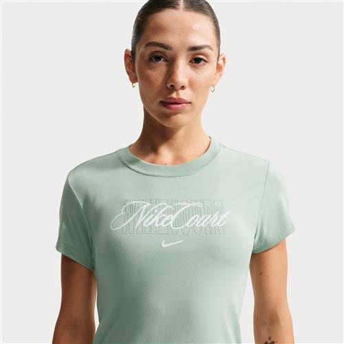 Kortærmet NikeCourt Heritage Tennis-T-shirt til kvinder - grøn