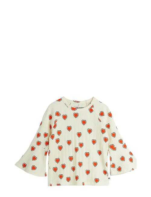 Mini Rodini | Outlined Hearts Aop Trumpet Sleeve Top | 104/110