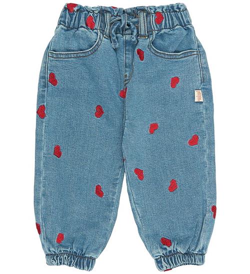 Petit Piao Jeans - PpEva - Light Blue Denim m. Hjerter