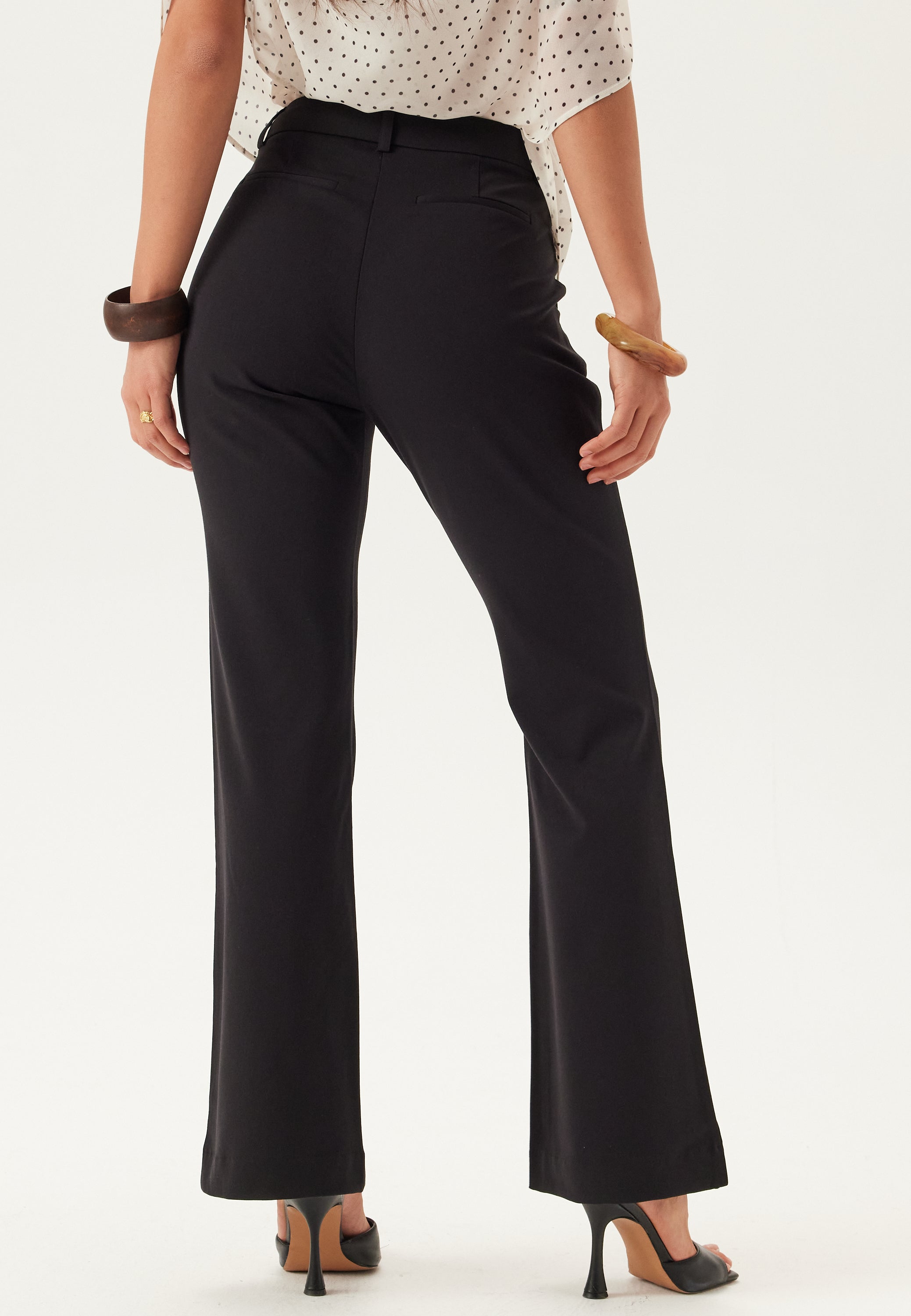 BUBBLEROOM Mid Waist Flared Suit Trousers