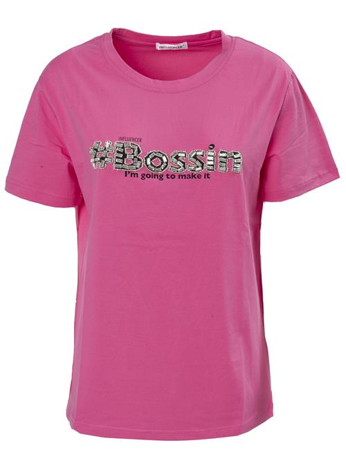 Influencer Shirts 'Bossing'  pink / sort / hvid