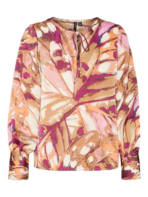 VERO MODA Bluse 'VMLINEA LYKKE'  cognac / lilla / lyserød / hvid