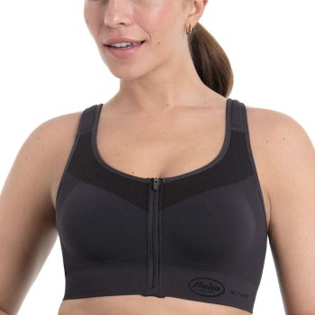 Anita BH Active Front Zip Sports Bra Mørkgrå  nylon XX-Large Dame