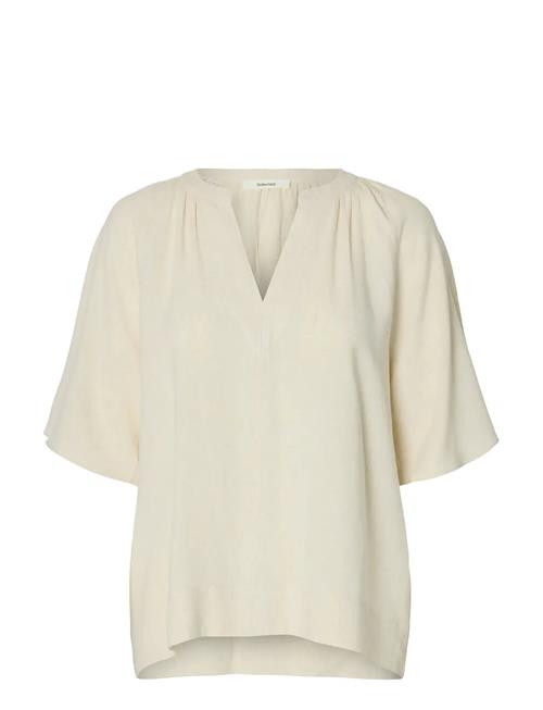 Selected | Slfviva 2/4 V-Neck Linen Blend Top Noos | 38