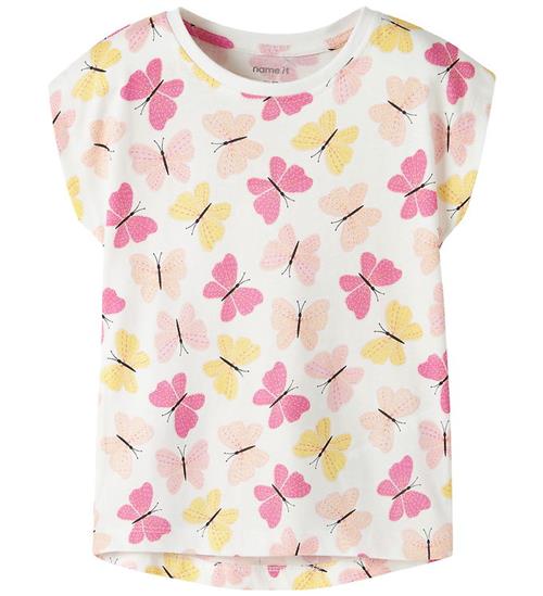Name It T-shirt - NmfVigga - Bright White/Pink Butterfly