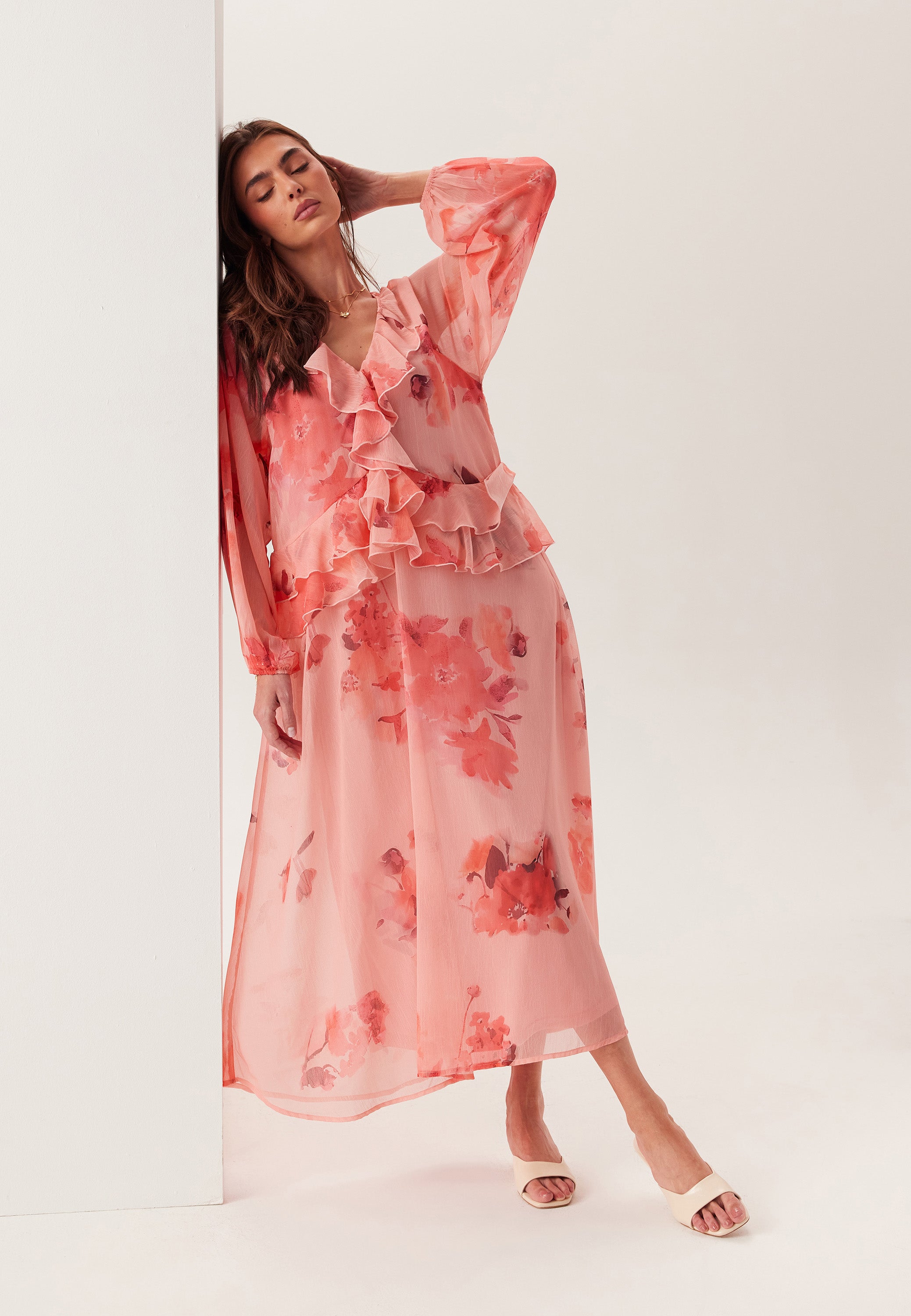 BUBBLEROOM Frill Chiffon Dress