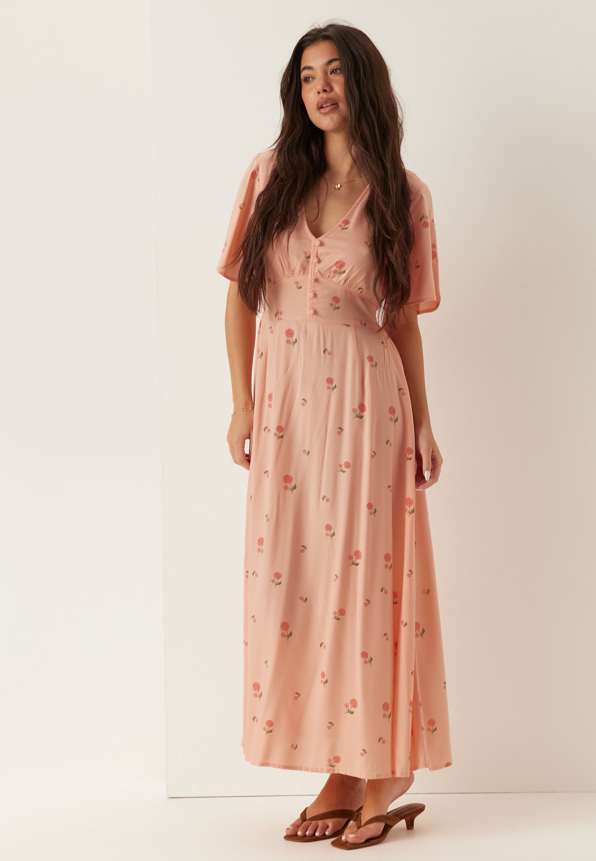 BUBBLEROOM Butterfly Sleeve Viscose Maxi Dress