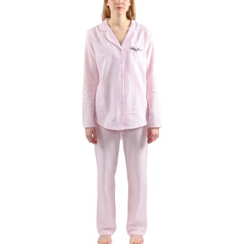 Esprit Calista Flannel Pyjamas Set Hvid/Rosa bomuld 40 Dame