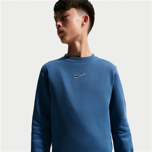 Kylian Mbappé Club Fleece Football-sweatshirt med rund hals til større børn - blå