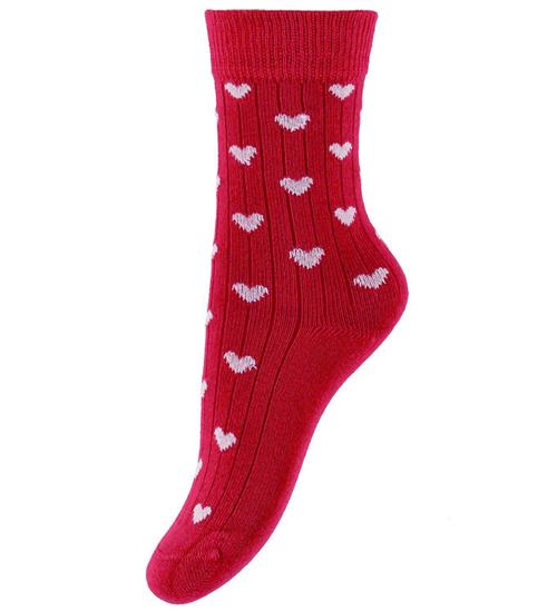 Minipop Strømper - Rib - Bambus - Chili Pepper/Off White