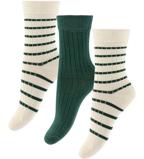 Minipop Strømper - Rib - Bambus - Noos - 3-pak - Emerald Green