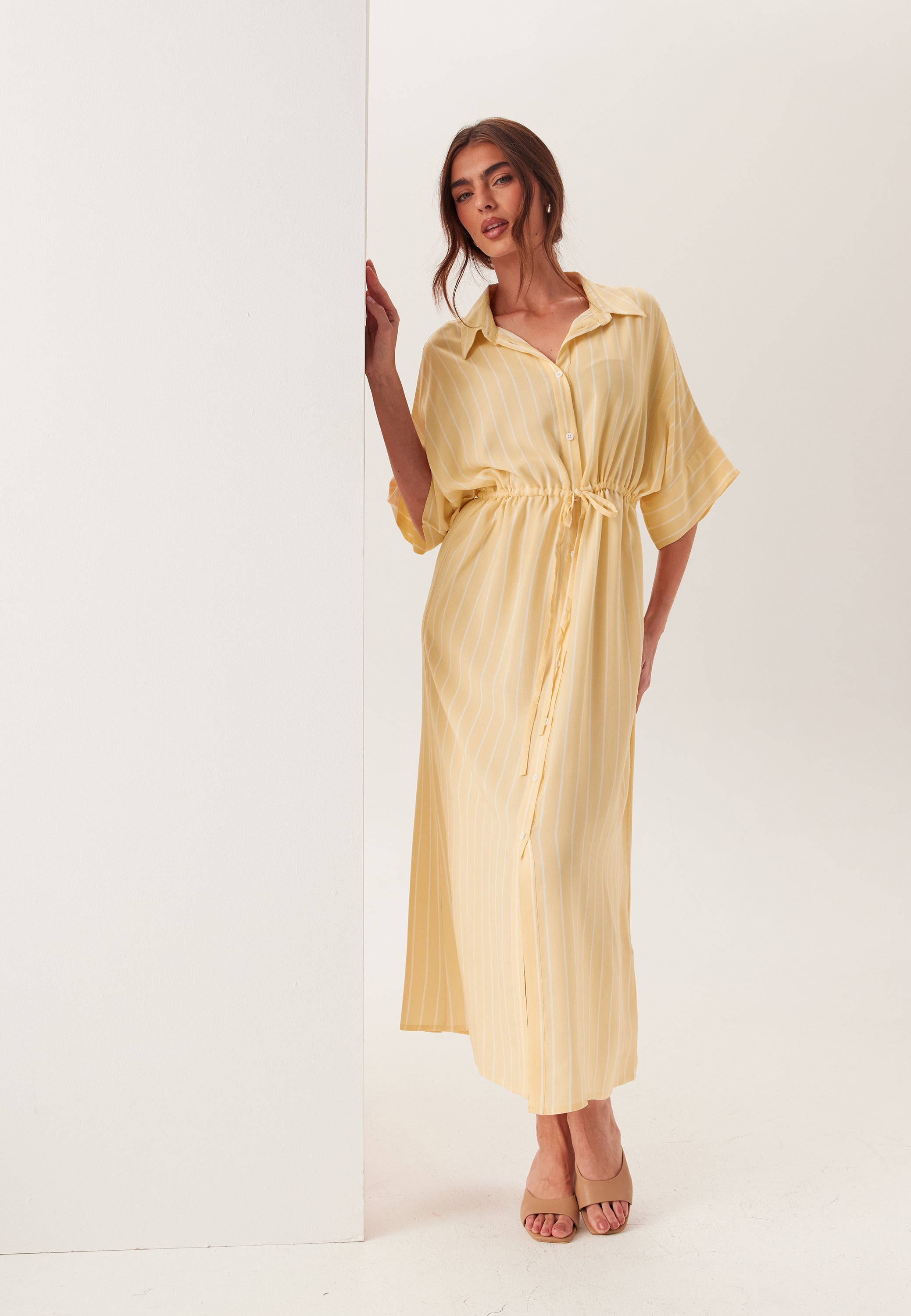 BUBBLEROOM Drawstring Viscose Shirt Dress