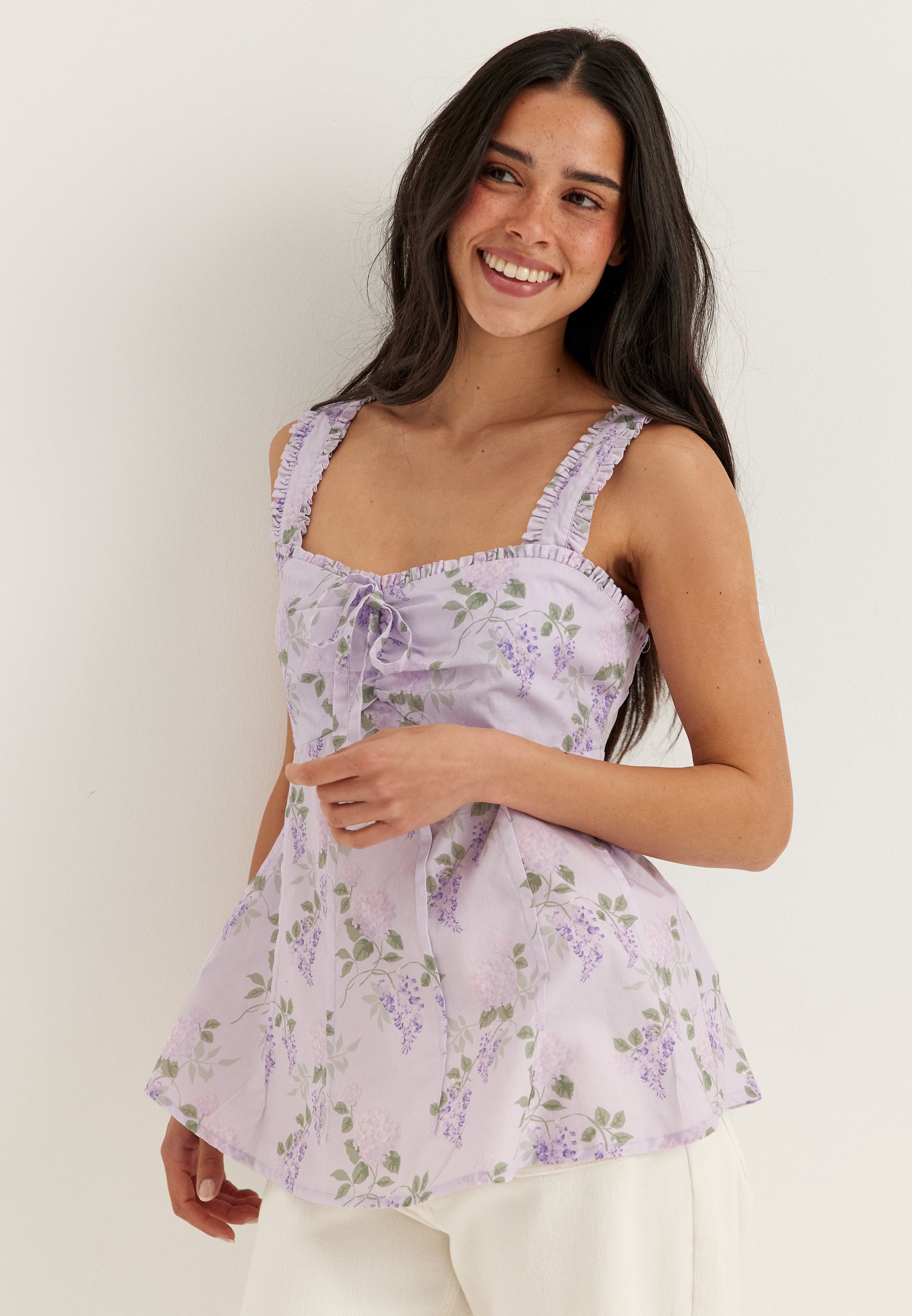 BUBBLEROOM Frill Detail Cotton Singlet