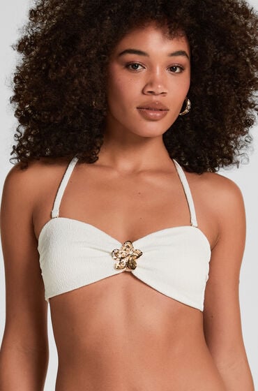 Hunkemöller Bandeau Bikini Top Crinkle Hvid