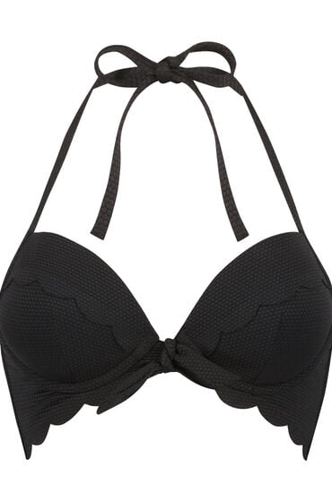 Hunkemöller Formstøbt push-up bøjle-bikinitop Scallop Størrelse A - E Sort