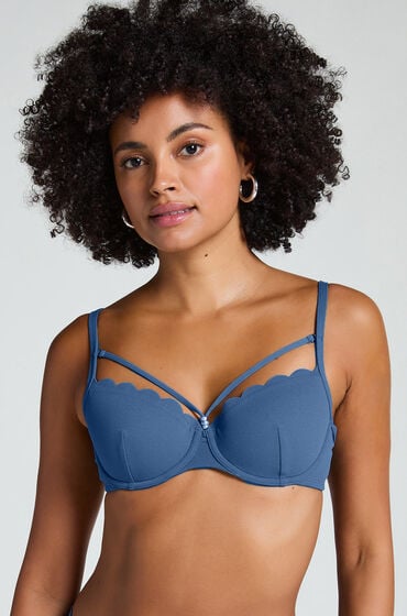 Hunkemöller Formstøbt bikinitop med bøjle Scallop Blå