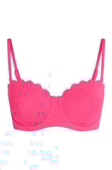 Hunkemöller Polstret bikinitop med bøjle Scallop Størrelse E + Lyserød