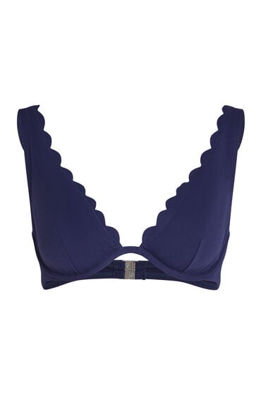 Hunkemöller Ikke-formstøbt bikinitop med bøjle Scallop Blå