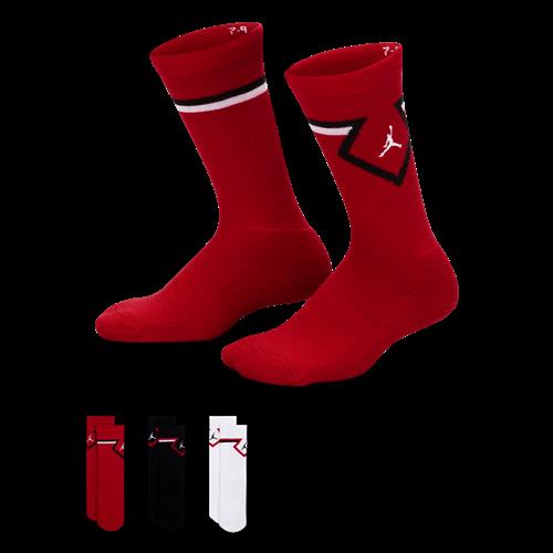 Jordan Diamond Crew-strømper til større børn (3 par) - rød