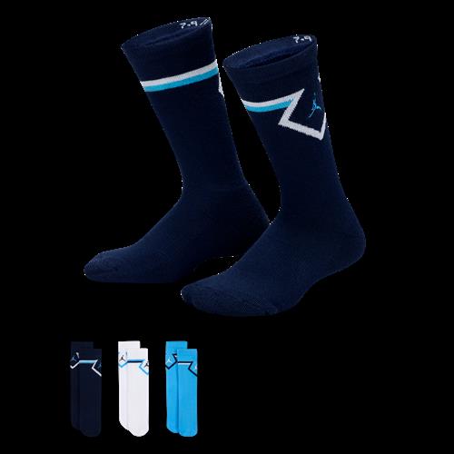 Jordan Diamond Crew-strømper til større børn (3 par) - blå
