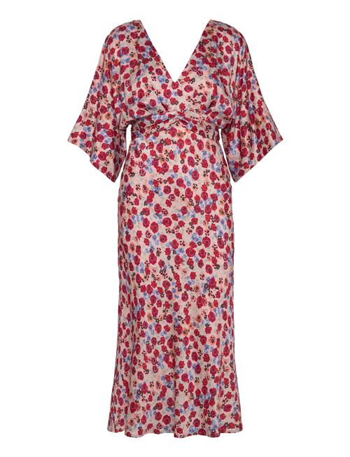 Malina | Juno V-Neck Satin Midi Dress | S