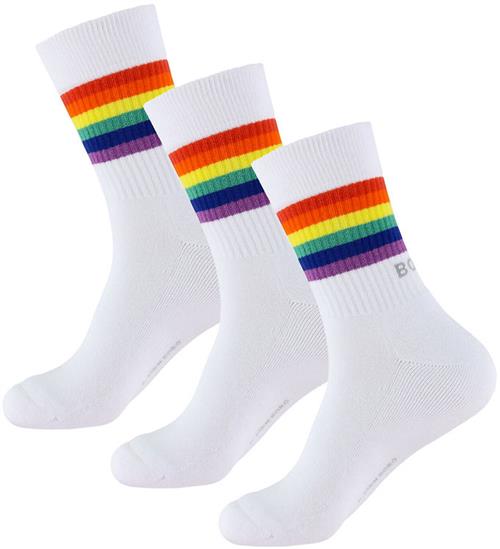 Björn Borg Strømper - 3-pak - Crew - Hvid m. Regnbue