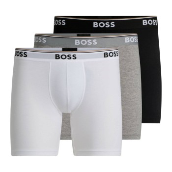 BOSS 3P Power Boxer Brief Long Grå/Sort bomuld X-Large Herre