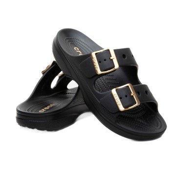 Crocs Saturday Metallic Buckle Sandal Sort not spec US W8 (EU 38-39) Dame