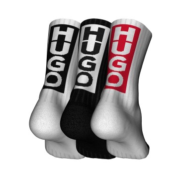 HUGO Strømper 3P Back Label Socks Rød/Sort Str 43/46