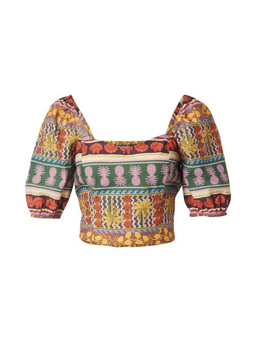 VERO MODA Bluse 'VMTruely'  sepia / smaragd / lys rød / offwhite