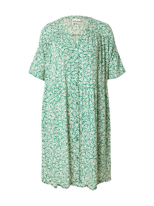 ICHI Blusekjole 'IHVERA'  creme / grøn