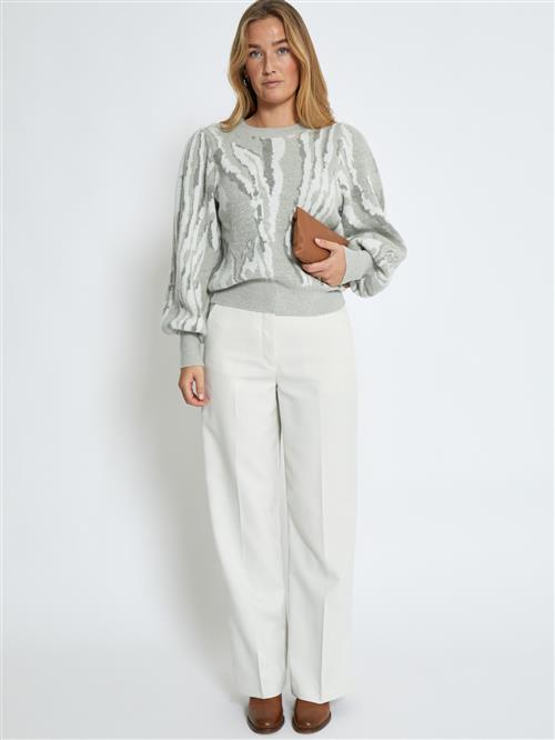 minus Pullover 'Floria'  grå / lysegrå / hvid