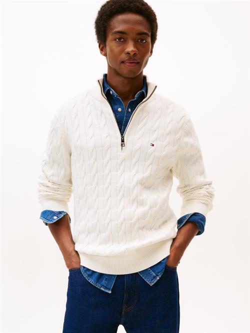 CLASSIC COTTON CABLE ZIP MOCK