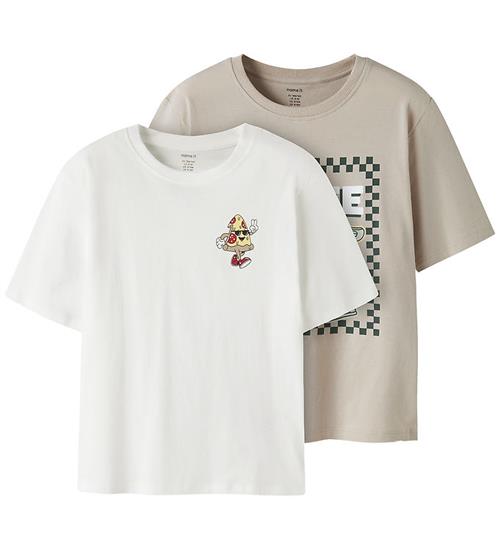 Name It T-shirt - 2-pak - NkmVeldo - Chateau Gray/Bright White